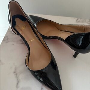 Christian Louboutin Black Patent Leather Pointed Kitten Heels